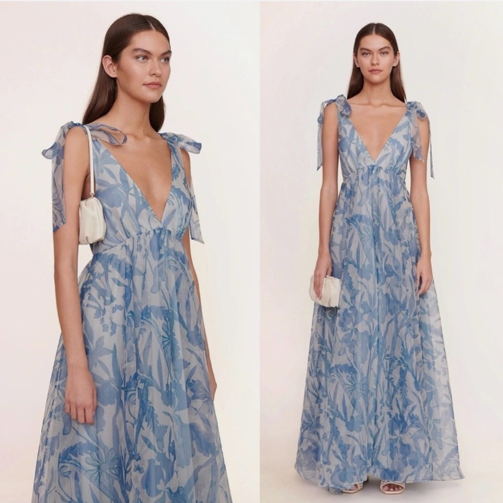 STAUD Dandelion Maxi Dress in Sky Wildflowers Size 8 NWT